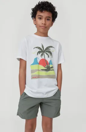 Camiseta O’NEILL manga corta niño surfera PALM SHORTSLEEVE T-SHIRT Powder white Ref. 1A2478 blanca palmera